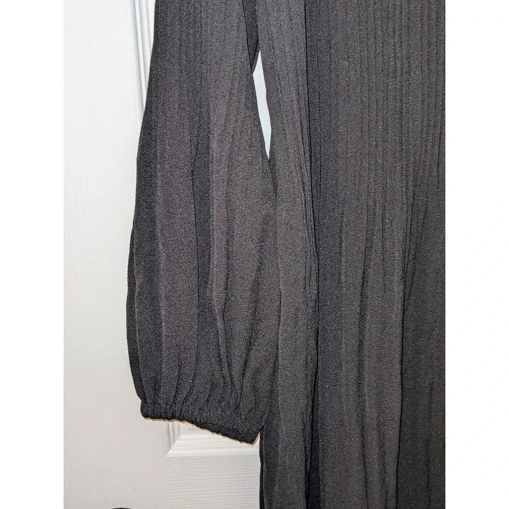 Michael Kors Pleated Mini Dress Long Sleeve Black Party Cocktail Size M NWT $175